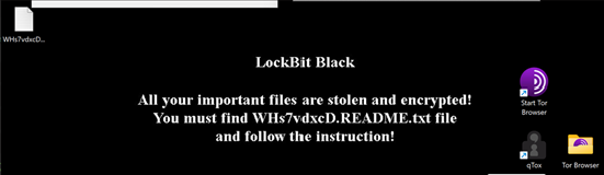 Screenshot von einem mit Lockbit Ransomware infizierten System